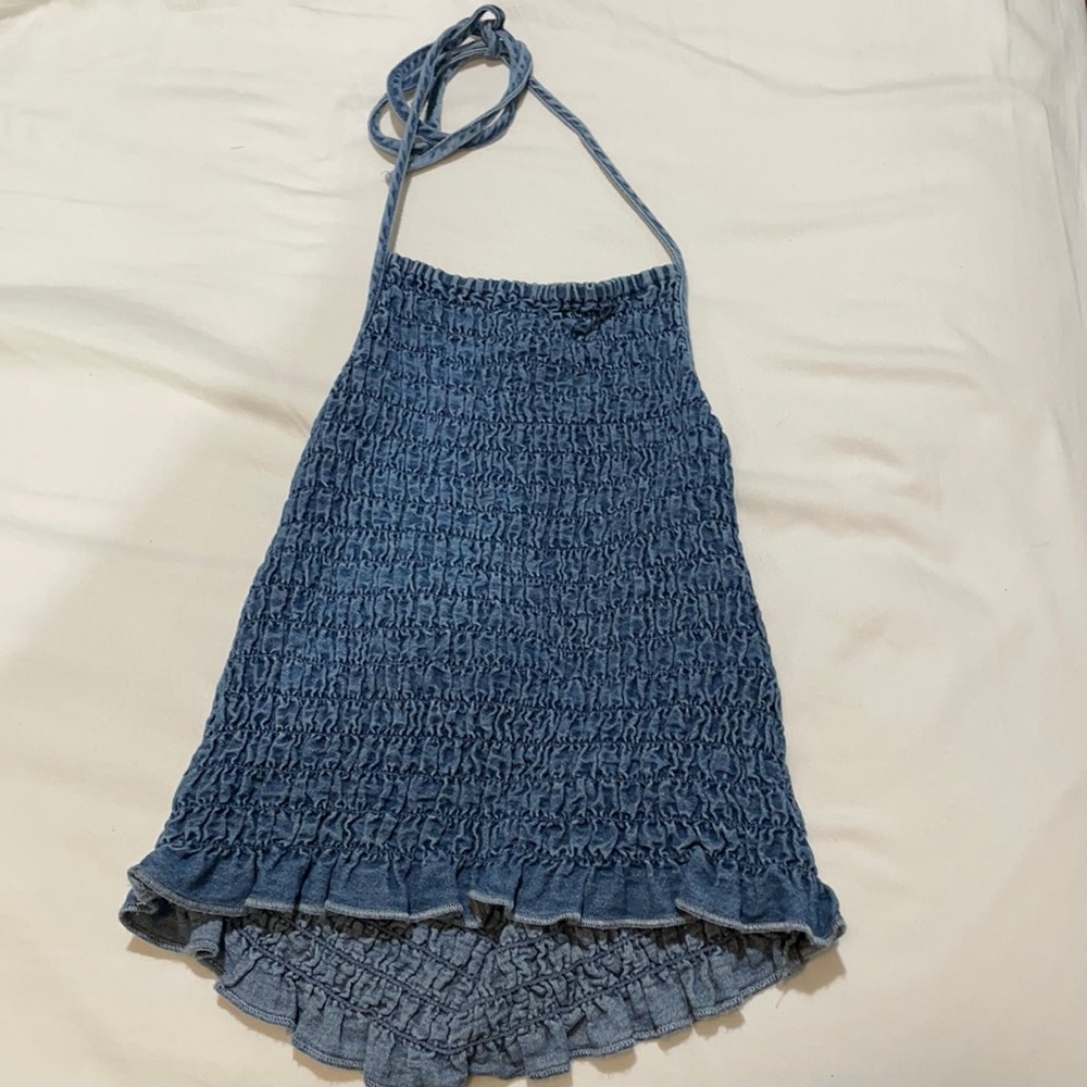 blue halter top
